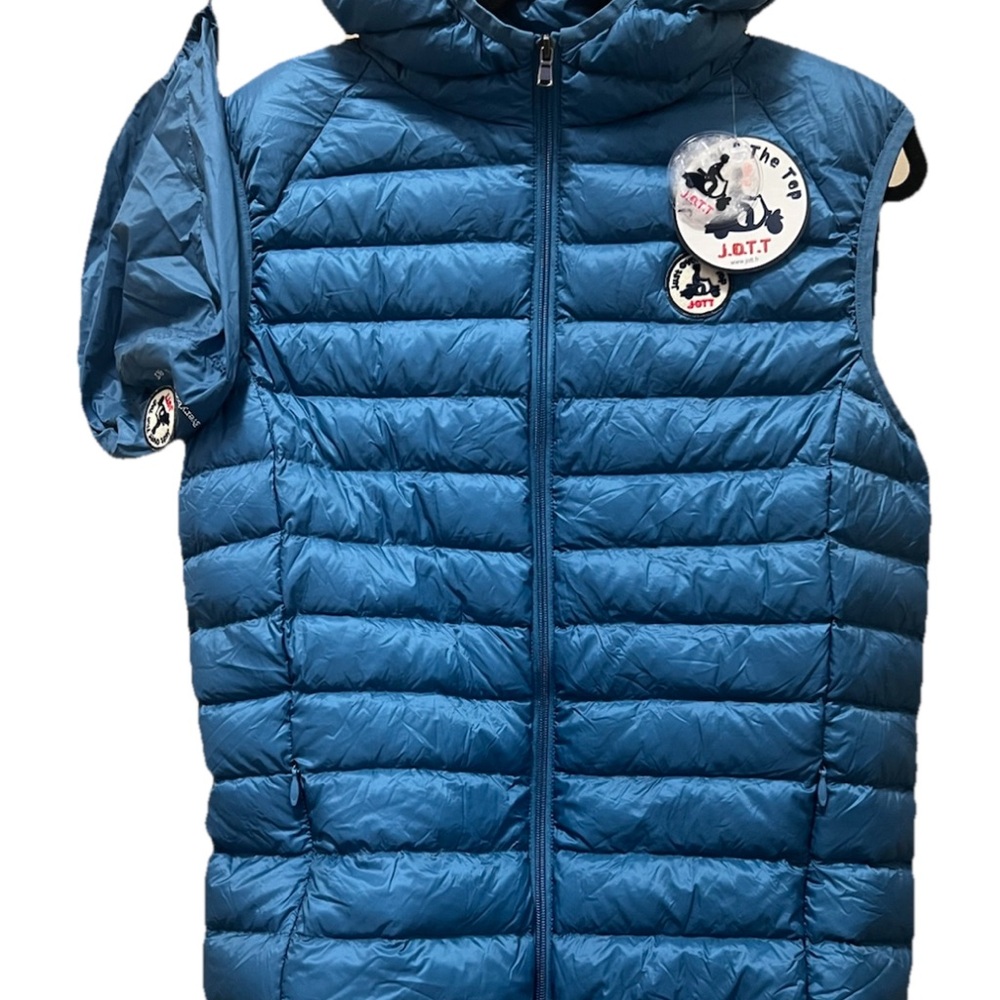 Blue Hooded Puffer Vest